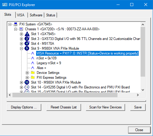 PXI/PCI Explorer - VISA resource.